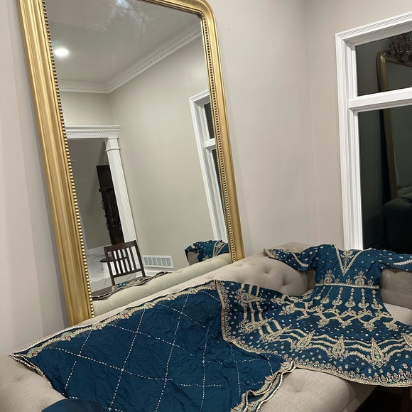 ShaPosh Midnight Blue Indian Pakistani Embroidered Maxi Size Large 3pcs suit - Picture 8 of 13